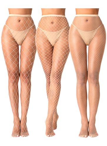 VOAKOW Fishnet Stockings Womens High Waist Fishnet Tights Mesh Stockings For Women - color: Nude 3