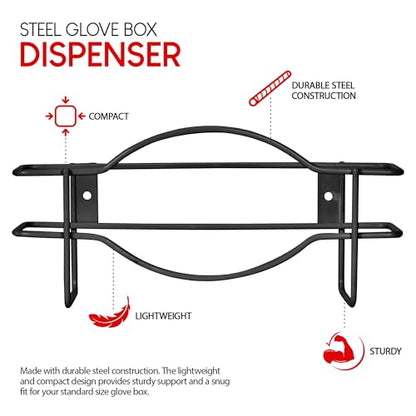 Stock Your Home Black Metal Glove Box Holder Wall Mount for Kitchen, Closet, Lab, Exam, Office, Tissue Shelf - size: 1 Count, style: Single Stack