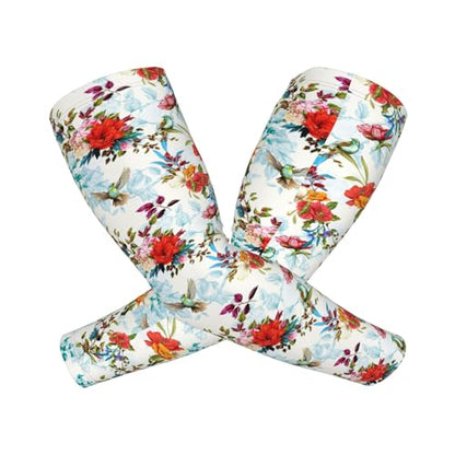 Arm Sleeves Outdoor Garden Sports Cooling Sun Sleeve for Women Men Farm - color: Hummingbird Flower