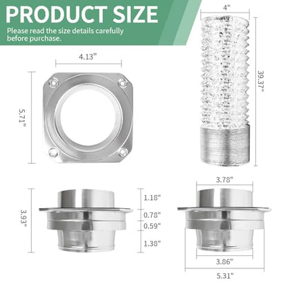 DVC-180 Magnetic Dryer Vent Coupling Connector Kit Easy to Clean Quick Connector Including a 3.3ft 4" Duct and two Clamps
