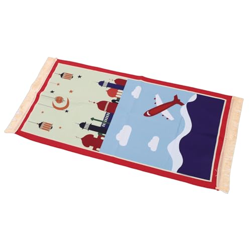 Rengue Kids Prayer Mat Childrens Prayer Rug Islamic Rug for Kids Cotton Traditional Design with Tassels for Home Solitude and Focus