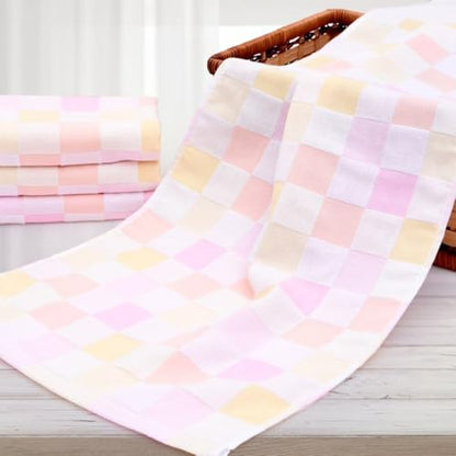 Face Cloths, Soft Wash Cloth for Washing Face, Lightweight Plaid Cotton Face Towels, Quick Dry Absorbent Facial Cleansing Cloths, for Bathroom Daily Skincare, Pink Checkered Design(9.8 x 19.7 Inch) - color: Grid-pink