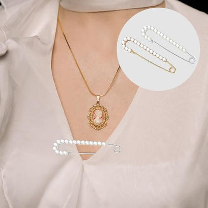12 PCS Sweater Shawl Clips Retro Sweater Shawl Clips Faux Crystal Pearl Brooch Pins for Women Girls Costume Accessory - color: Classic 3