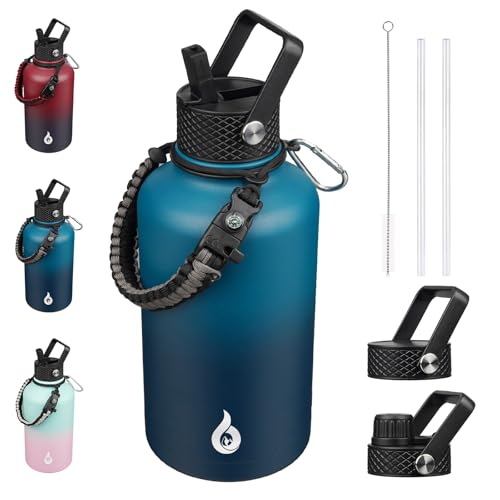 BJPKPK 64oz Insulated Water Bottle with Straw Lid Large Stainless Steel Jug - color: Vast, style: 64 Ounces
