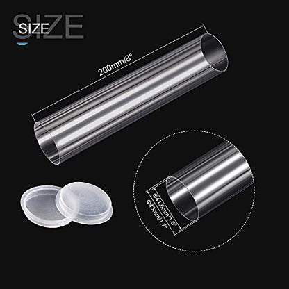MECCANIXITY Clear Storage Tube Small Plastic Round Tubing with Caps Rigid Bottle Container 41.6x43x200mm/8 Inch Diameter for Item Stored - size: 41.6x43x200mm