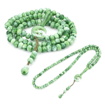 2 Pack Prayer Beads, Muslim Tasbih 99 Beads Allah & Muhammad Islamic Prayer Rosary Muslim Islam Misbaha Tasbeeh 99 Necklace for Men and Women(Green) - color: Green