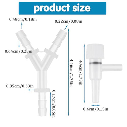 8 Pcs Oxygen Tubing Connectors, 1/4" Hose Barb Fitting 3 Way Y Shape Barbed Fitting Plastic Tubing Connectors for Air Line Tubings Pipe, Household Fuel, Gas, Water