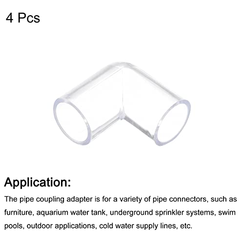 uxcell 4Pcs Clear Elbow Fitting, 20mm/0.79" 2 Way Acrylic Elbow 90 Degree L-Shaped Pipe Fitting Adapter for Connecting Water Pipes