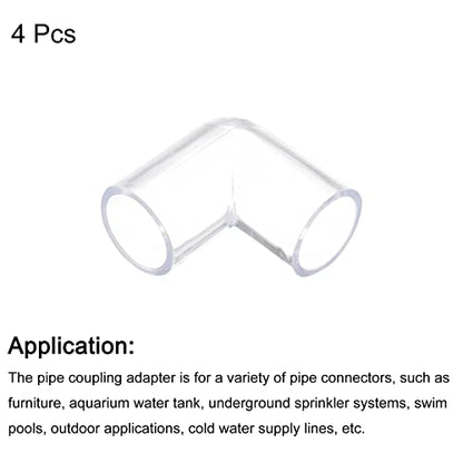 uxcell 4Pcs Clear Elbow Fitting, 20mm/0.79" 2 Way Acrylic Elbow 90 Degree L-Shaped Pipe Fitting Adapter for Connecting Water Pipes