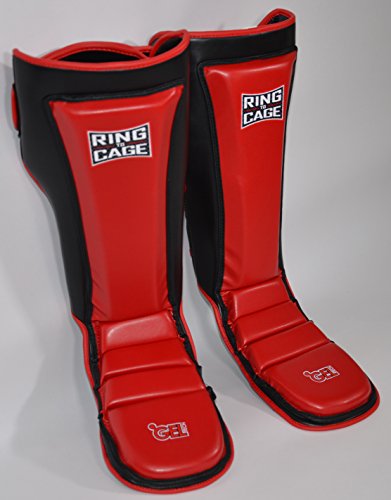 Ultima GelTech MMA Muay Thai Grappling Shin Instep Shin Guards - color: Red, size: Large