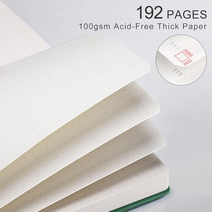 Dotted Journal for Women Men, 192 Pages A5 Notebook Journal, Hardcover Notebook with 100Gsm Thick Pages, Leather Note Book for Writing, Travel, Business, Office, Prayer 5.7 x 8.3, Dark Green - color: Dark Green, style: Dotted