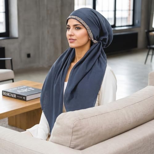 Instant Hijab for Women: Hijab Scarf, Hijabs for Women Muslim, Muslim Head Scarf, Easy Slip on - color: Denim Blue