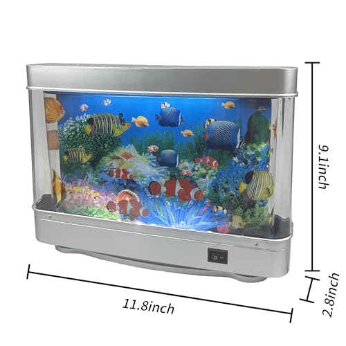Tokenkuko Fake Motion Fish Tank Mini Aquarium, Artificial Tropical Decorative Lamp Night Light with Moving Fish, Gift for Family(US Plug)