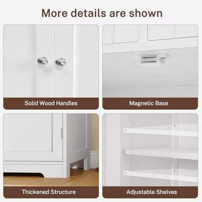 Iwell Tall Bathroom Cabinet, Storage Cabinet with Adjustable Shelves, Bathroom Storage Cabinet for Living Room, Dining Room, Entryway, White - color: White, 2 Drawers