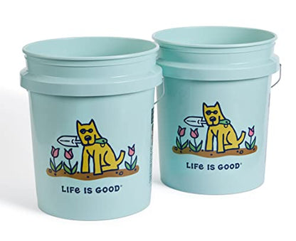 Life is Good Rocket's Garden 5 Gallon Bucket, 2 Pack, BPA-Free | Heavy-duty plastic buckets with comfortable handles for gardening, cleaning, storage, and home improvement projects. - size: Rocket's Garden