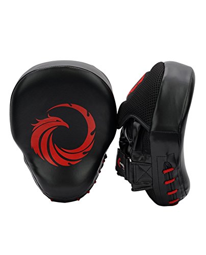 Impact Curved Hand Mitts, Leather Mitts for MMA, Kickboxing, Boxing, Muay Thai Punching Focus Mitts, Hand Target Pads for Kids, Men & Women (Pair)
