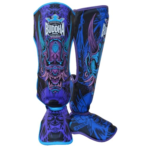 BUDDHA FIGHT WEAR Epic Shin Guards – Premium Synthetic Leather for Muay Thai, MMA & Kickboxing – Reinforced Seams & Durable Design