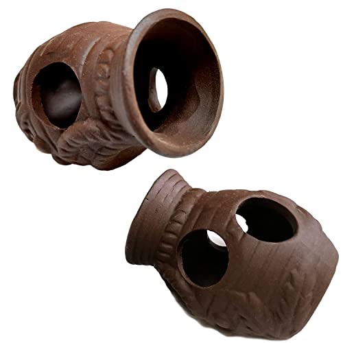 Ceramic Shelters, 2 pcs, Fish Tank Accessories, Fish House, Swim Holes Aquatic, Aquarium Cave for Freshwater and Saltwater Fish Tank, Pets to Breed, Play and Rest Decor (Pot)