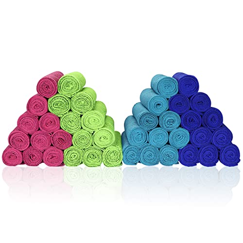 Cooling Towels 40 Pack 40"x 12", 160gsm Bulk Cool Towels, Soft Breathable, Super Absorbent, Quick Cold Towel, for Bowling, Yoga, Travel, Camping, Golf, Football, Hiking, Outdoor Work - color: 10red,10green,10light Blue,10dark Blue