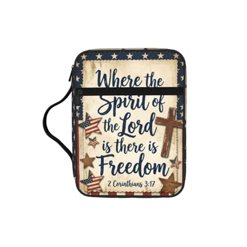 Jesus Patriotic Stars Stripes Cross Bible Cover Case for Women Men - color: Jesus Patriotic Stars Stripes