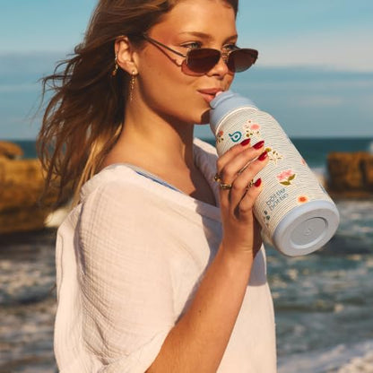 BOTTLE BOTTLE 32oz Insulated Water Bottle with Pill Box | Stainless Steel,Sport Water Bottle, with Straw Dual-use Lid and Pill Box, Design for Gym - color: Riviera Bloom