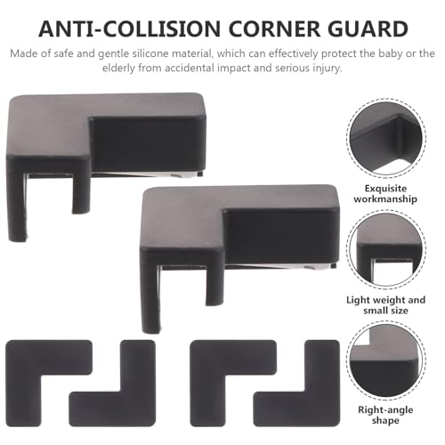 6pcs Silicone Fish Tank Corner Guards Soft Right-Angle Edge Protectors for Aquarium and Pet Carrier Safety Bumpers, Medium Black, Furniture Corner Proofing for Home Use