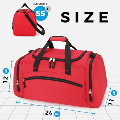 Uarition Mens Gym Bag, 55L Large Sports Duffle Bags, Workout Bags Lightweight, Red - color: Red