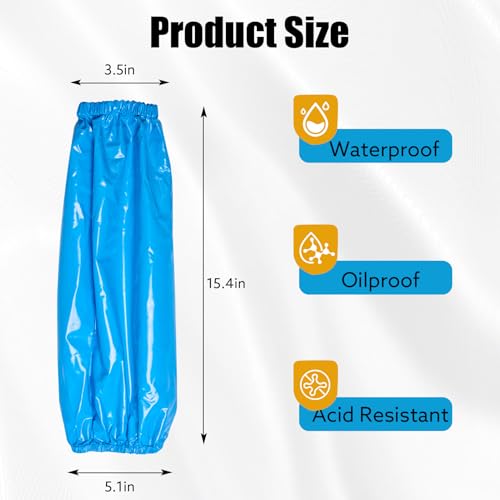 Yzurbu 2 Pairs Arm Sleeves Covers, Soft Waterproof Oil-proof Sleeves Protector for Arm with Elastic on Cuffs - color: Blue - 2 Pairs