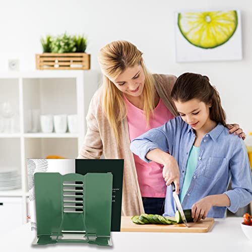 Metal Book Stand Adjustable Book Holder for Reading | Portable & Sturdy For Textbooks Cookbooks Sheet Music Papers Study - color: Full Green