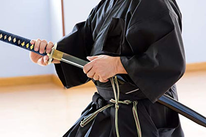 Hand Forged 1045 Carbon Steel Blue Dragon Katana Full Tang Sword | hand-sharpened for tameshigiri, bo-hi groove, openwork guard, navy ito wrap, black saya