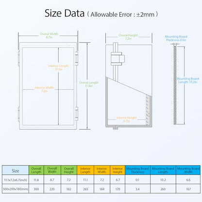 Junction Box, IP65 Waterproof Dustproof ABS Plastic Enclosure, Outdoor and Indoor Project Box Hinged Clear Cover with Mounting Plate Wall Brackets, Outer Dimension 11.8"x 7.9" x 7.1", Grey - size: 11.8"x 7.9" x 7.1" (1pc)