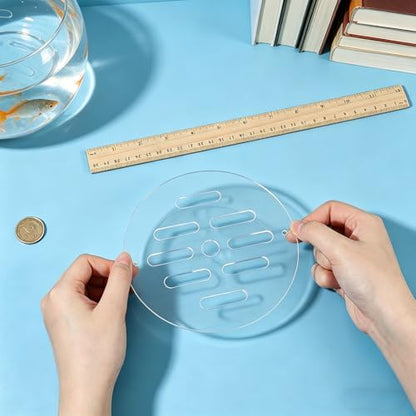 OLYCRAFT Acrylic Aquarium Anti-Jumping Lids Cover Round Acrylic Plate Fish Tank Covers with Hole 5.9 Inch Round Aquarium Protection Lid Aquariums Cover Lid to Prevent Fishes for Turtles Shrimps Fish