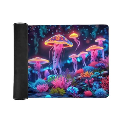 KeKee Glowing Colorful Sea Aquarium Neon Large Mouse Pad Gaming Mousepad Desk Pad for Keyboard and Mouse Mat Non-Slip Base 40x90cm, Style - size: 40x90cm