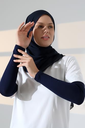 ihvan online, Hijab Sleeves for Women, Muslim Arm Sleeve for Prayer, Women's Soft Stretchy Modest Sleeves to Cover Arms - color: Navy Blue