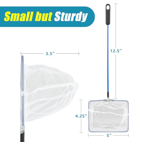 AQUANEAT Aquarium Fish Net, Small Fish Tank Cleaning Net, Food Wastes Skimmer for Small Ponds and Pools - size: 5 inch