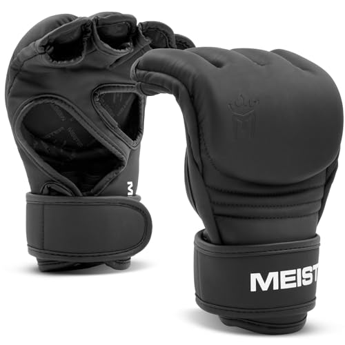 Meister [Critical] 4oz MMA Gloves for Striking & Grappling w/Pre-Curved Nemeios Leather - size: Small