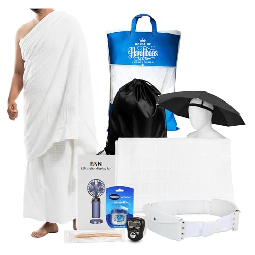 Premium Microfiber Ihram and Ihram Belt with Accessories for Hajj and Umrah Essentials - color: Ihram Accessories