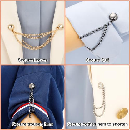 6Pcs Magnetic Clothing Pins with Chain, Strong Metal Magnet Clips for Hijab Hem, Shirt Sleeves, Pants Legs & Fabric Fixing