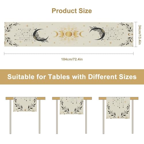 Sun Moon Table Runner, Astrology Mystical Sun Moon Stars Clouds Witchy Tarot Gothic Holiday Kitchen Dining Table Runner for Kitchen Living Room Home Party 13x36in - color: Moon-10, size: W13''xL36''