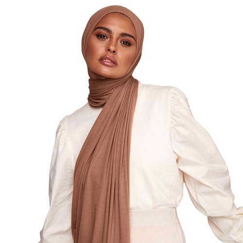 VOILE CHIC 여성용 프리미엄 저지 히잡 스카프 - 이슬람 헤드 스카프 랩 히잡 - color: 다크 토프., size: Regular