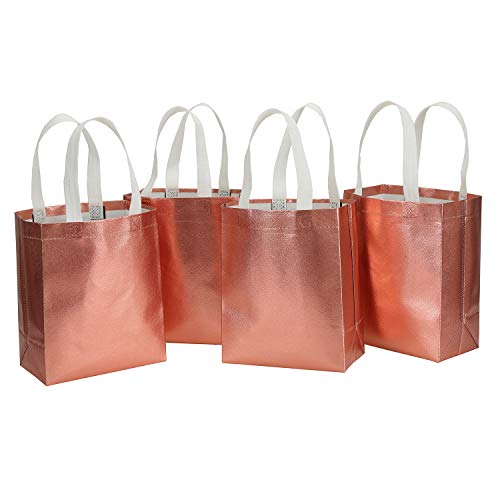 Tosnail 40 Pack 10 x 8 Inch Reusable Present Gift Bag, Medium Grocery Bags, Shopping Tote Bag for Weddings, Birthday, Party - color: Rose Gold