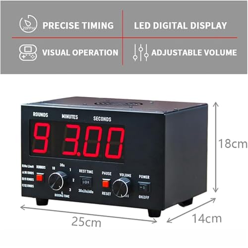Boxing Interval Timer, Digital Timer Gym,with Led Display, 1-12 Challenge Rounds/Adjustable Buzzer, for Gym Home (Red) - color: Red