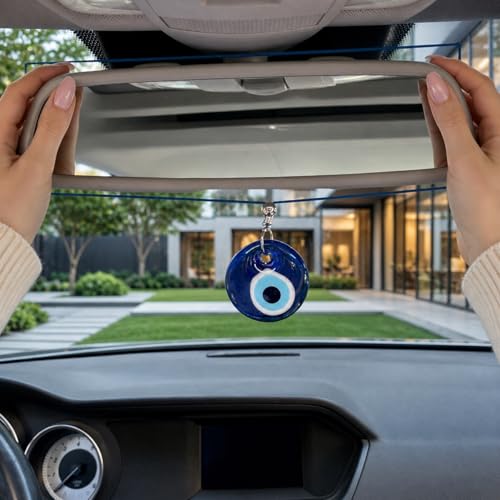 Turkish Blue Evil Eye Car Hanging Ornament - Rearview Mirror Accessories - Evil Eye Car Charm - style: Classic