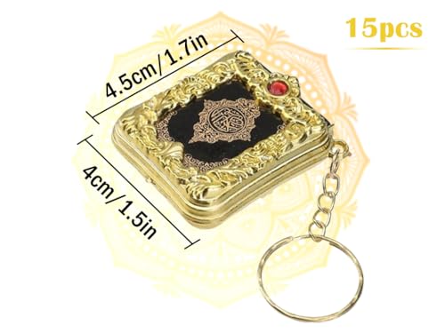 15PCS Mini Quran Keychain, Mini Islamic Keychain, Miniature Pendant Book Keyring, Small Muslim Keychains