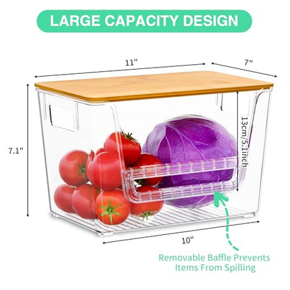 2 Set Pantry Organizers,Stackable Potato and Onion Storage Bins with Bamboo Lids,Trash Bag Dispenser for 4-13 Gal Bags,kitchen Countertop Organizer for Produce or Snacks