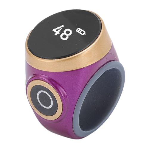 GOWENIC Tasbih Counter Prayer, Touch Control Tasbih Smart Ring Count, Digital LCD Zikr Ring for Men Women, Rechargeable Electronic Finger Counter - color: Purple