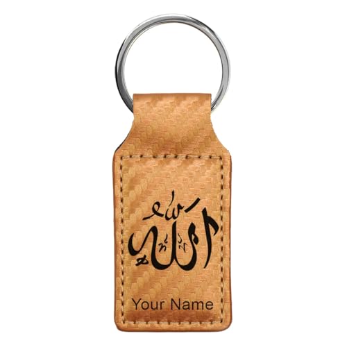 LaserGram Rectangle Keychain, Allah 1, Personalized Engraving Included (Carbon Fiber Bronze) - color: Carbon Fiber Bronze