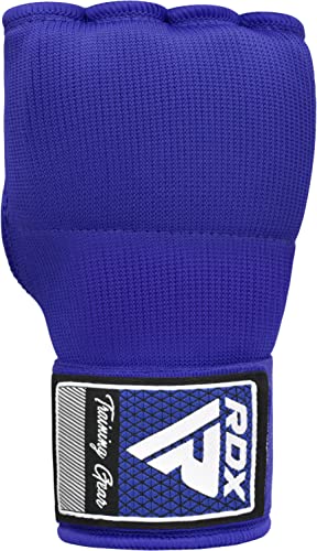 RDX Gel Boxing Hand Wraps Inner Gloves Men Women, Quick 100cm Long Wrist Straps, Elasticated Padded Fist Under Mitts Protection, Muay Thai MMA Kickboxing Martial Arts - color: Blue, size: Large