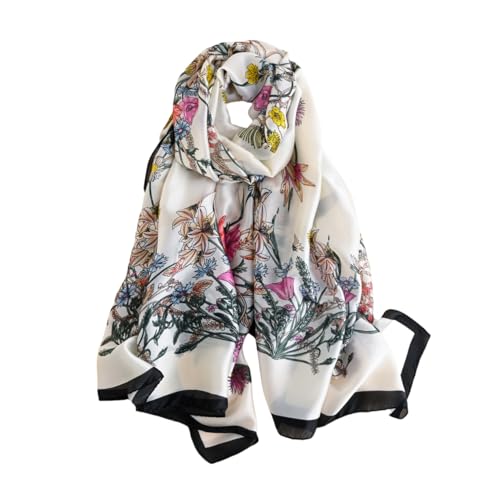 Silk Scarf 100% Mulberry Silk Fashion Scarves Long Lightweight Shawl Wrap - color: W70