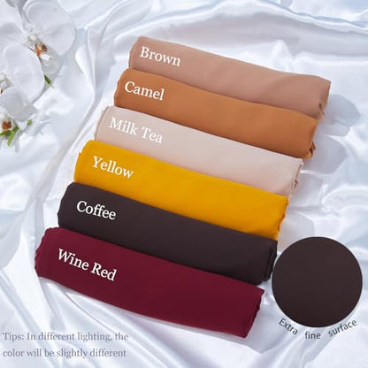 Heavy Not Easily See Through Long Chiffon Hijab Scarf for Women, Amazing Smooth Muslim Head Scarves - color: Wine Red